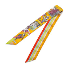将图像加载到图库查看器中，HERMES Twilly Grand Theater Nouveau Soleil / Vert Fluo / Multicolor Silk100%
