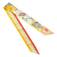 将图像加载到图库查看器中，HERMES Twilly Grand Theater Nouveau Soleil / Vert Fluo / Multicolor Silk100%
