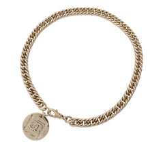 Load image into Gallery viewer, CHANEL Choker Necklace CC Logo Round Plate Gold Metal Rhinestone
