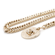Load image into Gallery viewer, CHANEL Choker Necklace CC Logo Round Plate Gold Metal Rhinestone

