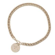 Load image into Gallery viewer, CHANEL Choker Necklace CC Logo Round Plate Gold Metal Rhinestone
