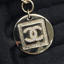 Load image into Gallery viewer, CHANEL Choker Necklace CC Logo Round Plate Gold Metal Rhinestone
