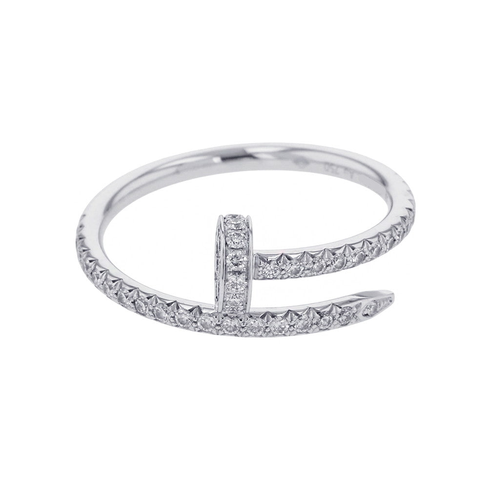 CARTIER Juste Un Clou Ring Small Model Semi-Pavé Size 53/#13 SMB4231600 18K White Gold