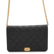 Load image into Gallery viewer, CHANEL Matelasse Boy Chanel Chain Wallet BlackAP1117 Caviar Leather
