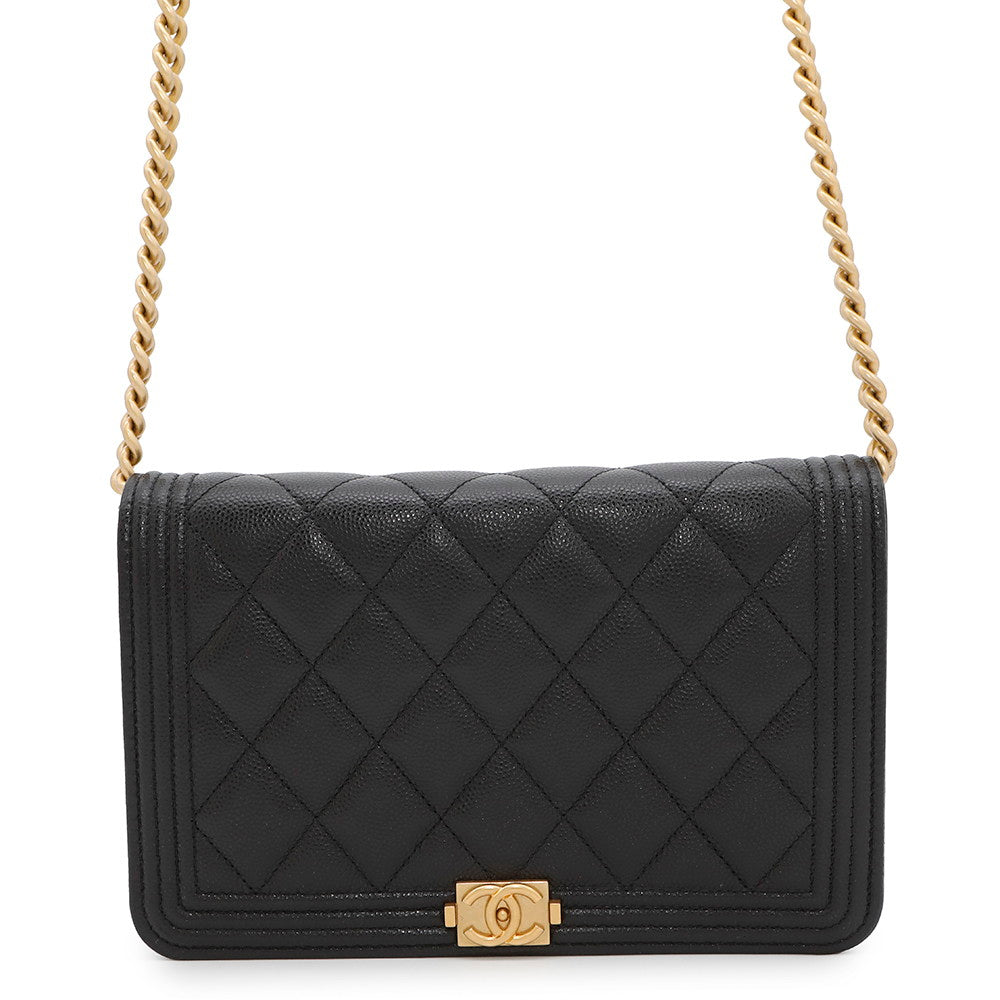 CHANEL Matelasse Boy Chanel Chain Wallet BlackAP1117 Caviar Leather