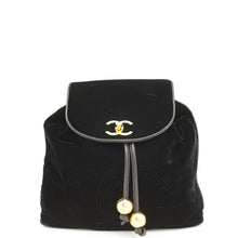 Load image into Gallery viewer, CHANEL CC Logo Chain Backpack Black Velour Lambskin
