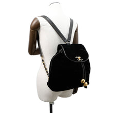 Load image into Gallery viewer, CHANEL CC Logo Chain Backpack Black Velour Lambskin
