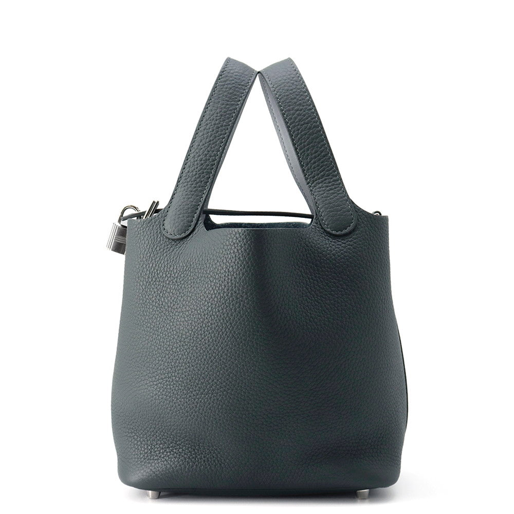 HERMES Picotin Lock Eclat Vert Mangrove/Guripantan Taurillon Clemence Swift Leather Size PM