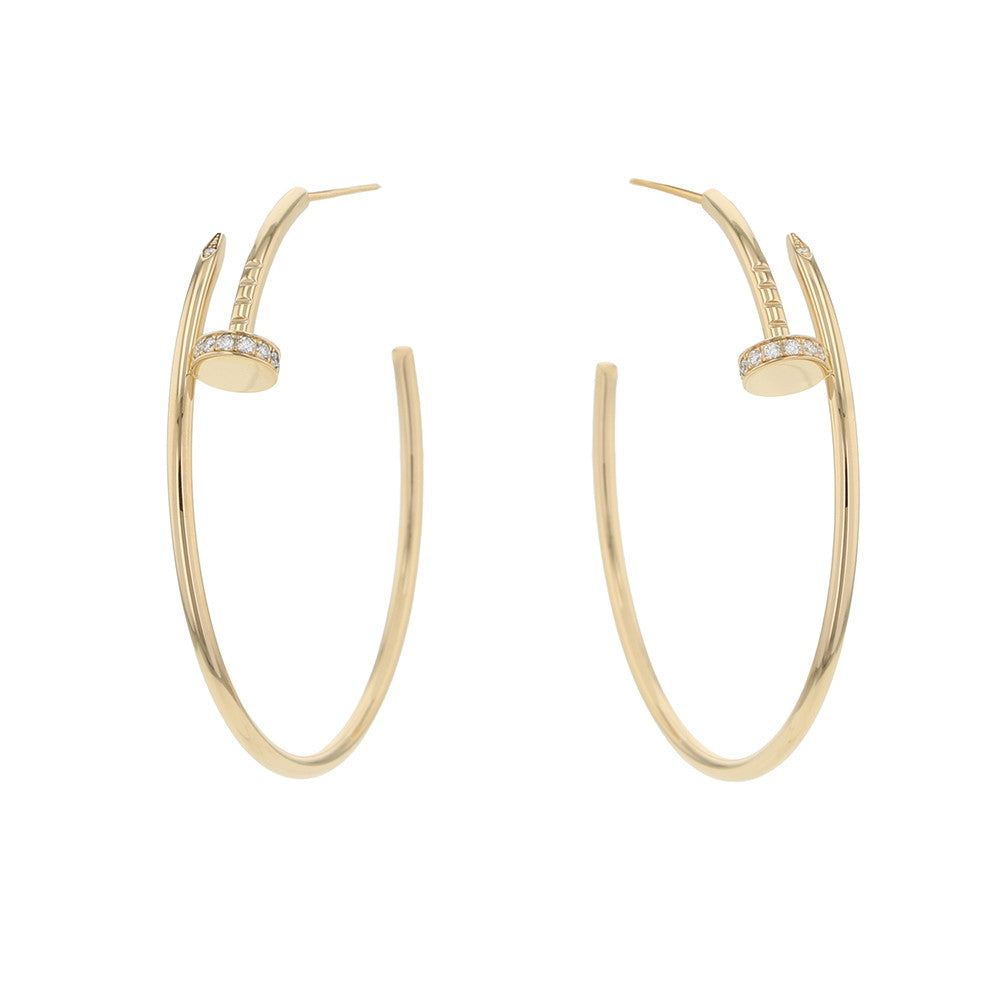 CARTIER Juste Un Clou Hoop Earring Large Model Diamond Size LargeB8301225 18K Yellow Gold