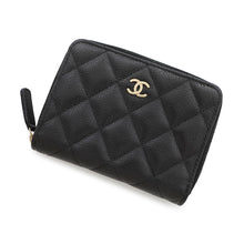 将图像加载到图库查看器中，CHANEL Matelasse CC Logo Small Wallet BlackAP4652 Caviskin
