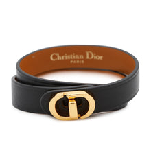 将图像加载到图库查看器中，Dior 30Montaigne Double Bracelet Size S Black/Brown Leather Metal
