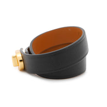 Load image into Gallery viewer, Dior 30Montaigne Double Bracelet Size S Black/Brown Leather Metal
