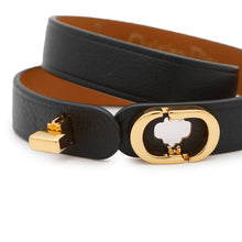 将图像加载到图库查看器中，Dior 30Montaigne Double Bracelet Size S Black/Brown Leather Metal
