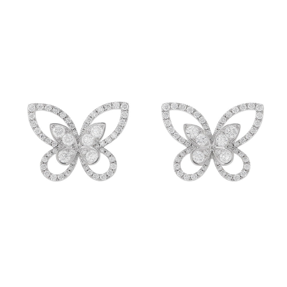 GRAFF Butterfly Silhouette Diamond Stud EarringRGE879 18K White Gold