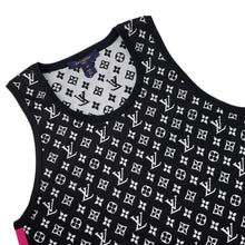 Load image into Gallery viewer, LOUIS VUITTON Monogram sleeveless knit dress Size XS Noir/White/Pink Silk63% Nylon34% Polyurethane3%
