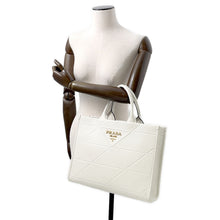 将图像加载到图库查看器中，PRADA Top Tech Tote Bag White1BA378 Calf Leather
