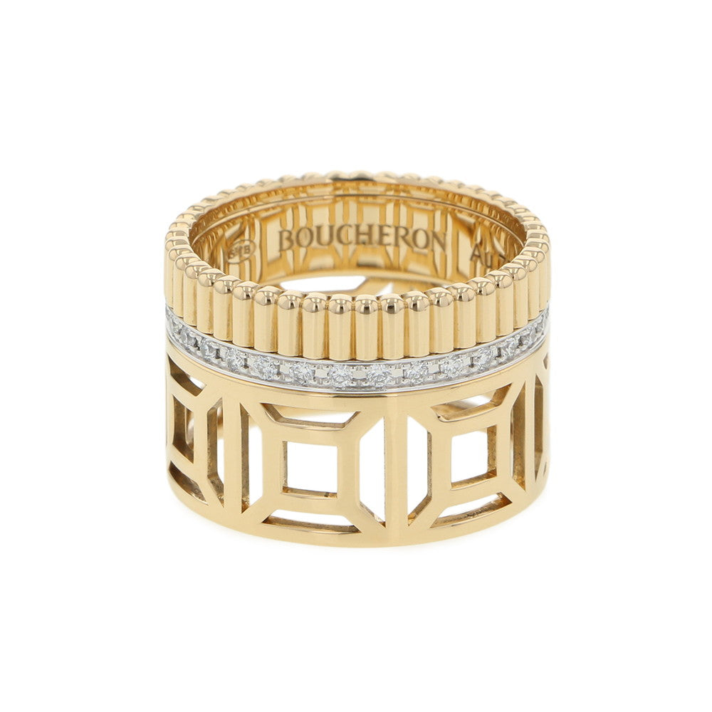 Boucheron Quatre Radiant Openwork Ring Size 51/#11JRG0301351/JRG03013 K18YG K18WG