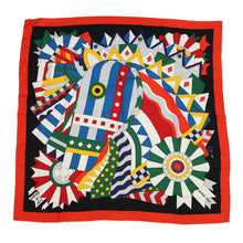 Load image into Gallery viewer, HERMES Giant Square Cheval de Fete Size 140 Vermillon/Black/Multicolor Cashmere70% Silk30%
