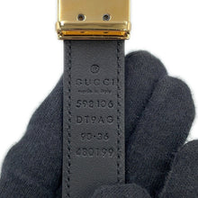 将图像加载到图库查看器中，GUCCI Interlocking G slim belt Size 90 Black598106 Leather

