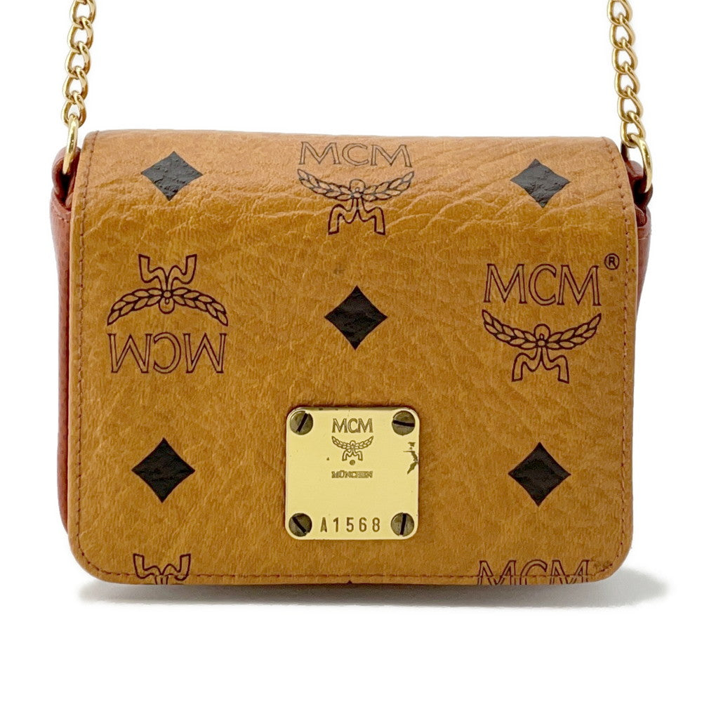 MCM Visetos Pattern Mini Chain Shoulder Brown PVC