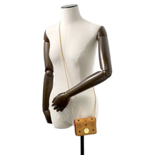 将图像加载到图库查看器中，MCM Visetos Pattern Mini Chain Shoulder Brown PVC
