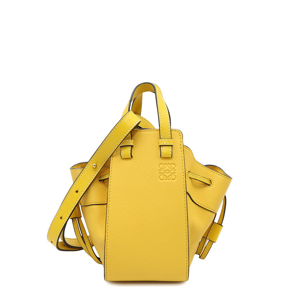LOEWE ★Hammock Drawstring 2-Way Shoulder Yellow314.12.V07 Calf Leather Size Mini