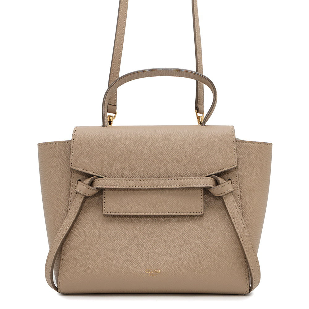 CELINE Belt bag Beigee Leather Size Nano