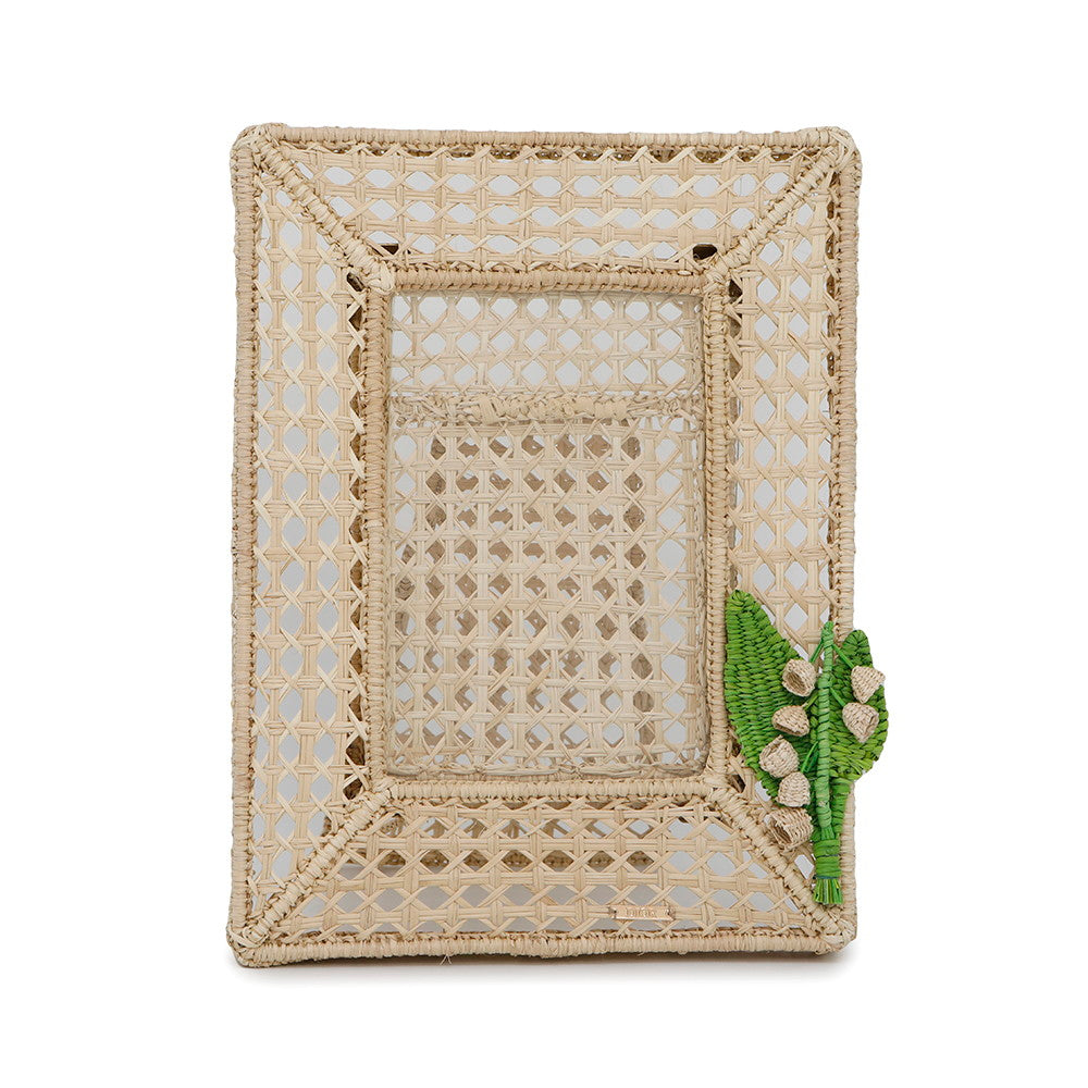Dior Photo frame Beige/Green Rattan Glass