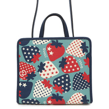 将图像加载到图库查看器中，GUCCI Children&#39;s Yuko Higuchi 2WAY Tote Blue630542 PVC Leather
