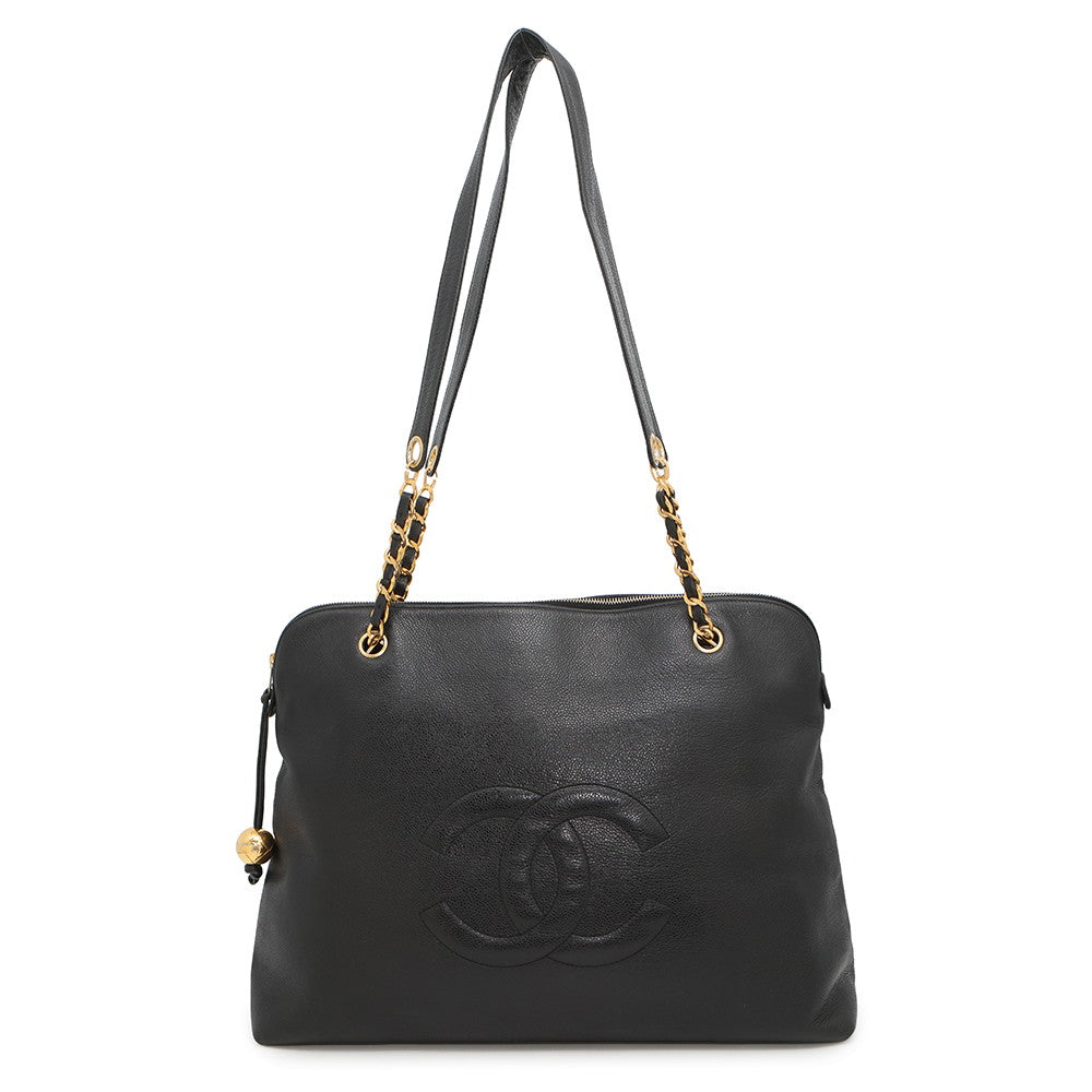 CHANEL ★CC Logo Cocoball Tote BlackA03578 Caviar Leather