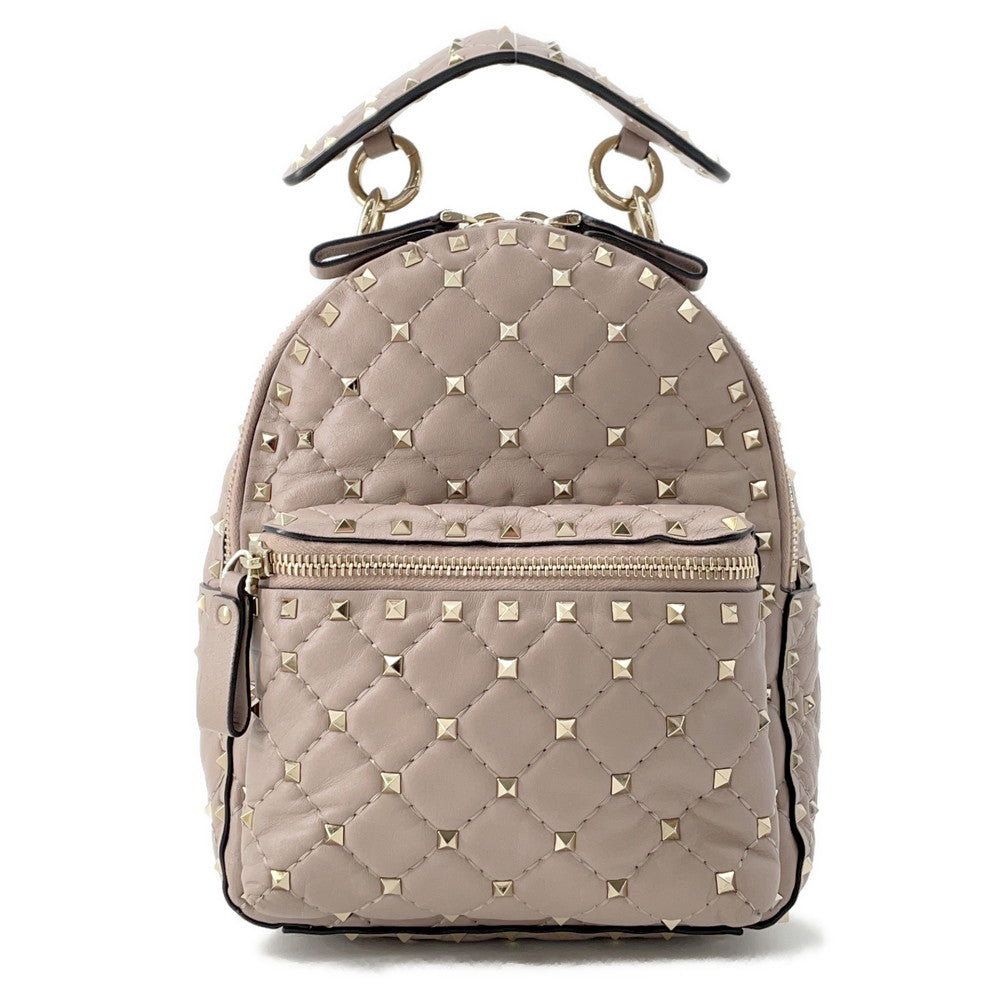 Valentino Garavani ★Rock Studded Spike Mini Backpack Pink graySW2B0B63NAP Leather