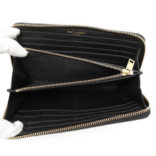 将图像加载到图库查看器中，SAINT LAURENT PARIS Tiny Cassandra Zip Around Long Wallet Black630201 Croco embossed leather
