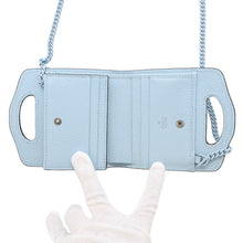 Load image into Gallery viewer, GUCCI Double G Compact Chain Wallet Light Blue701074 Leather
