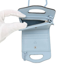 Load image into Gallery viewer, GUCCI Double G Compact Chain Wallet Light Blue701074 Leather

