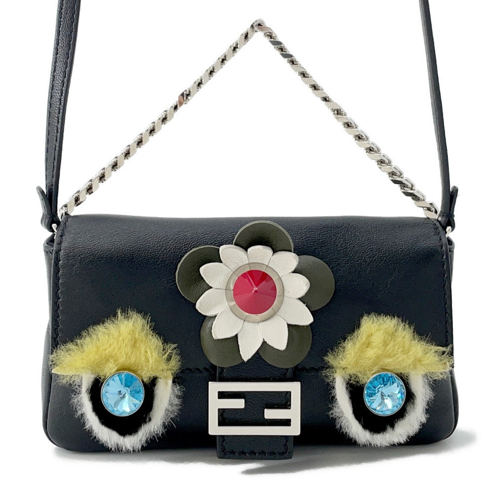 FENDI Monster Micro Bucket Shoulder Black8M0354 Leather