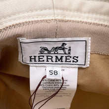 Load image into Gallery viewer, HERMES Harper Bucket Hat Size 58 Ivory Cotton100%
