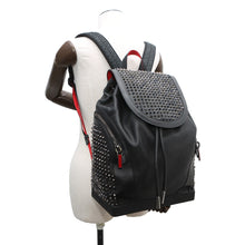 将图像加载到图库查看器中，Christian Louboutin Explorer Funk Studded Backpack Black/Red1215001 Leather
