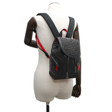 将图像加载到图库查看器中，Christian Louboutin Explorer Funk Studded Backpack Black/Red3215038 Leather Size Small
