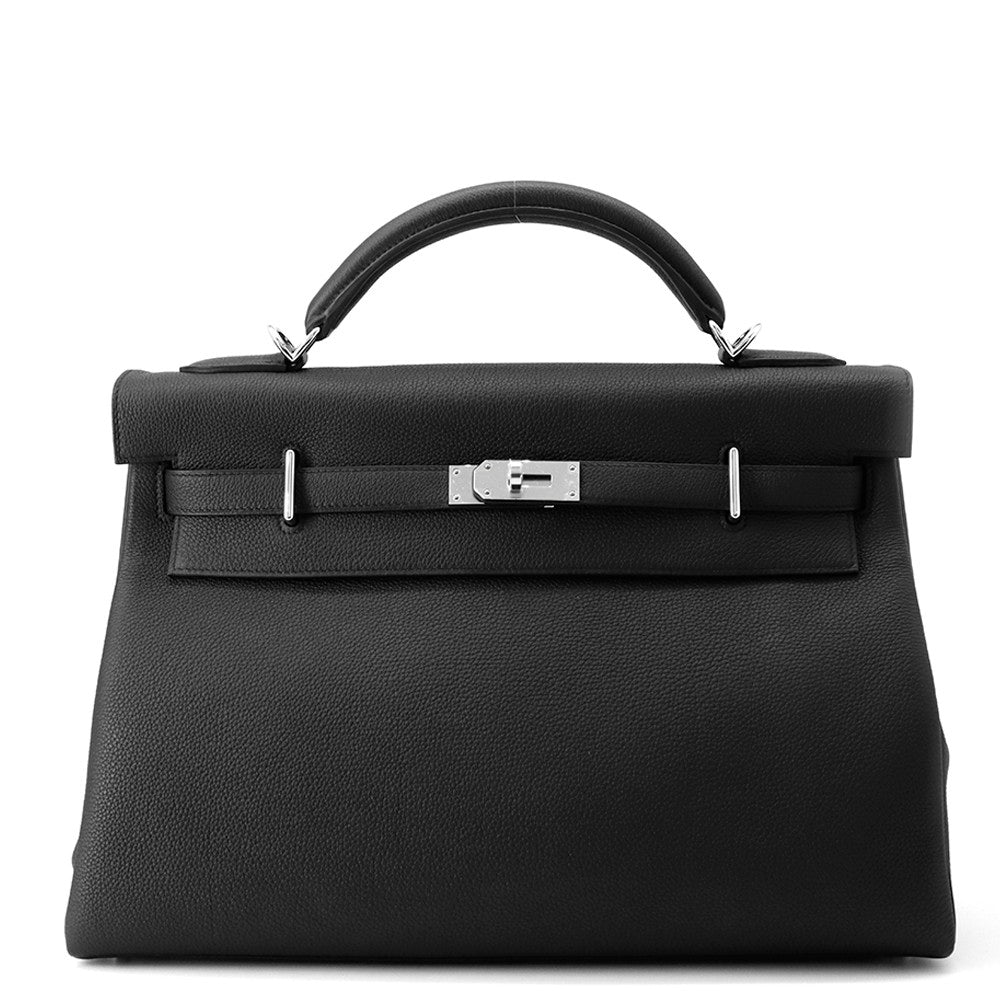 HERMES Kelly Maxi Inside Black Togo Leather Size 42