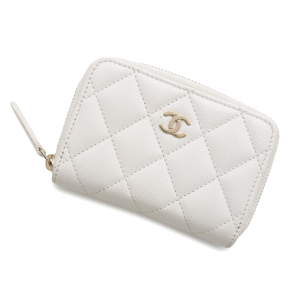 CHANEL Classic zip coin purse WhiteAP0216 Caviar Leather