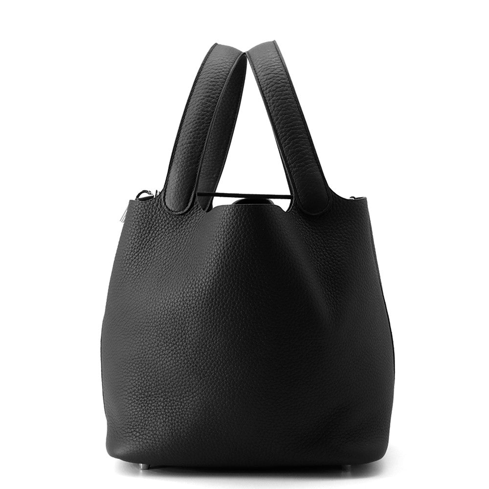 HERMES Picotin Padlock Black Taurillon Clemence Size MM