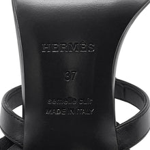 将图像加载到图库查看器中，HERMES Sandals《Glamour》 Black Leather Size 37
