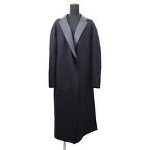 Load image into Gallery viewer, HERMES Soft Tilt Leather Mix Coat Size 38 Navy/Black Cashmere86% Silk14% Sheepskin

