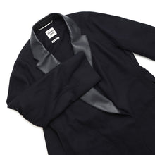 Load image into Gallery viewer, HERMES Soft Tilt Leather Mix Coat Size 38 Navy/Black Cashmere86% Silk14% Sheepskin
