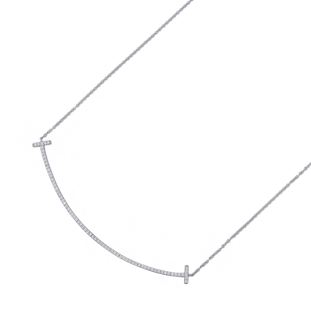 TIFFANY&Co. T Smile Necklace Size Large60011655 18K White Gold