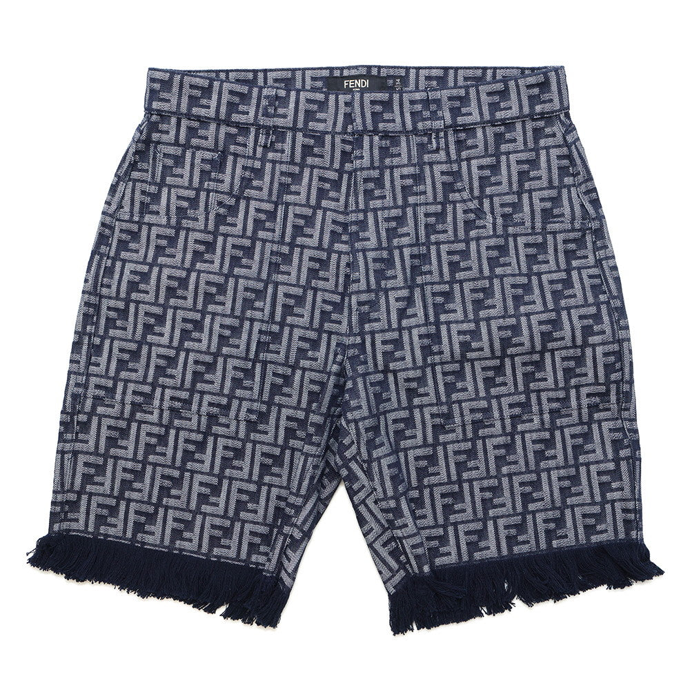 FENDI EmbroideryFF logo Bermuda shorts Size 35 BlueFLP307 AMZ3 Cotton66% Polyester34%