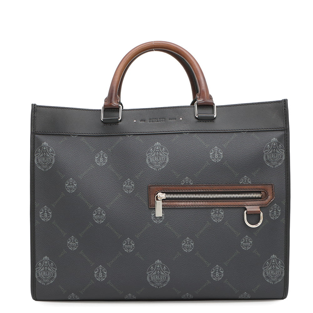 Berluti URIS 2way Tote Black/Brown Leather PVC Size Small