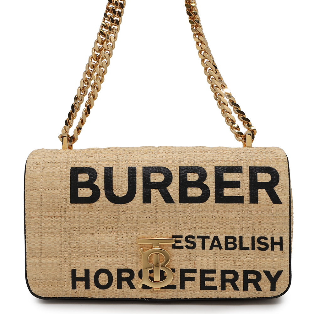 BURBERRY ★Horseferry Print Small Lola Beige8030229 Raffia Leather