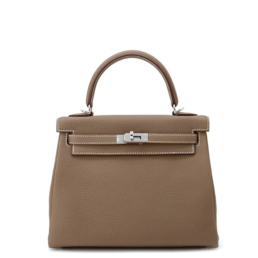 HERMES Kelly Retourne Etoupe Togo Leather Size 25