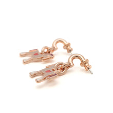 Load image into Gallery viewer, HERMES Cheval Grand Palade Earrings Pink Gold Metal Lacquer
